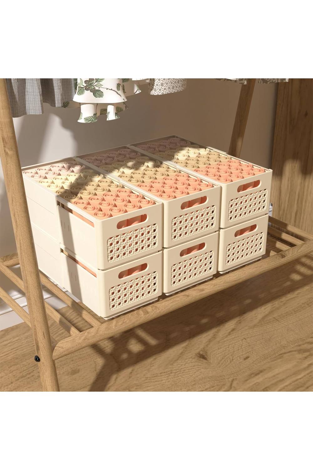 Living And Home Collapsible Expandable Spice Rack Wardrobe Storage Bin Organiser