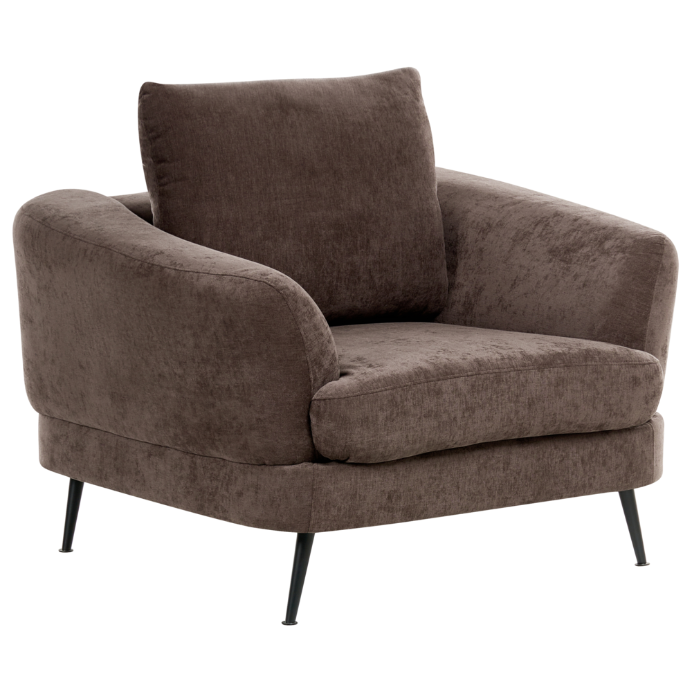 Beliani Armchair Kjaer Chenille Dark Brown