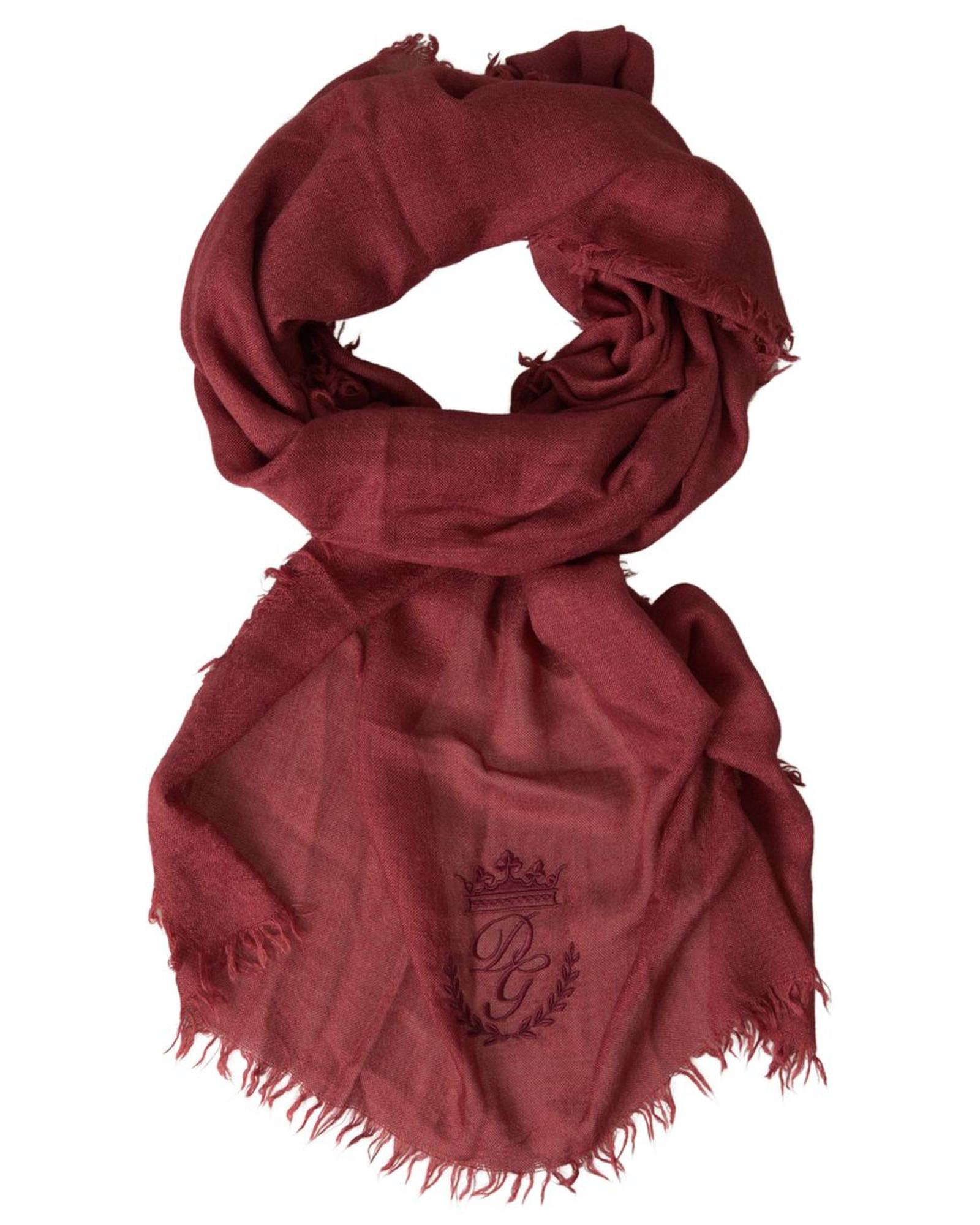 DOLCE & GABBANA Cashmere Shawl DG Crown Logo- Maroon Scarves