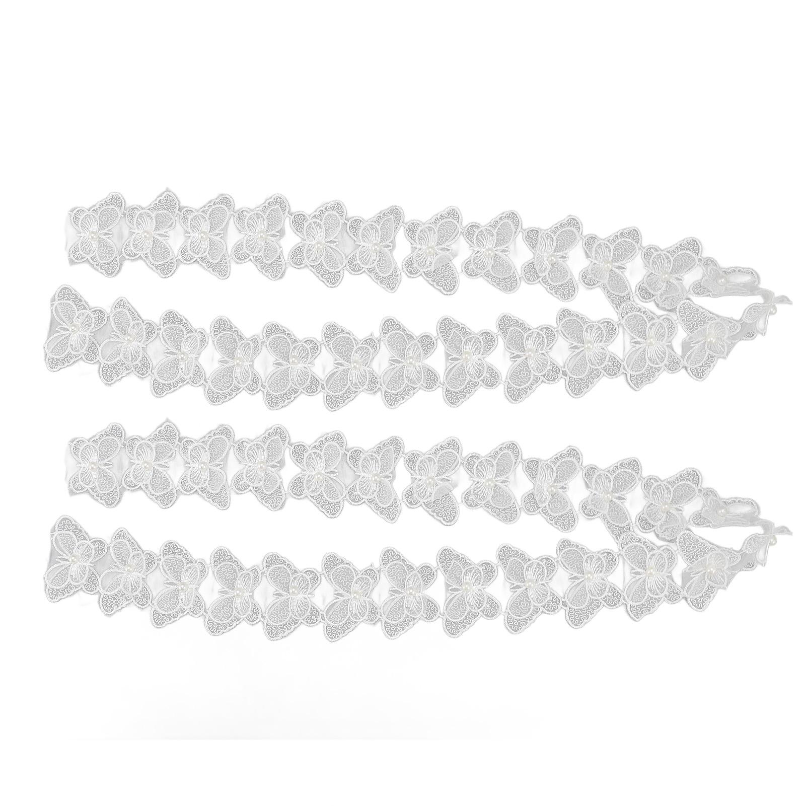 GoolRC 3 Rolls Vintage Butterflies Ribbons White Pearl Lace Trim Embroidery Ribbon for Crafts Sewing