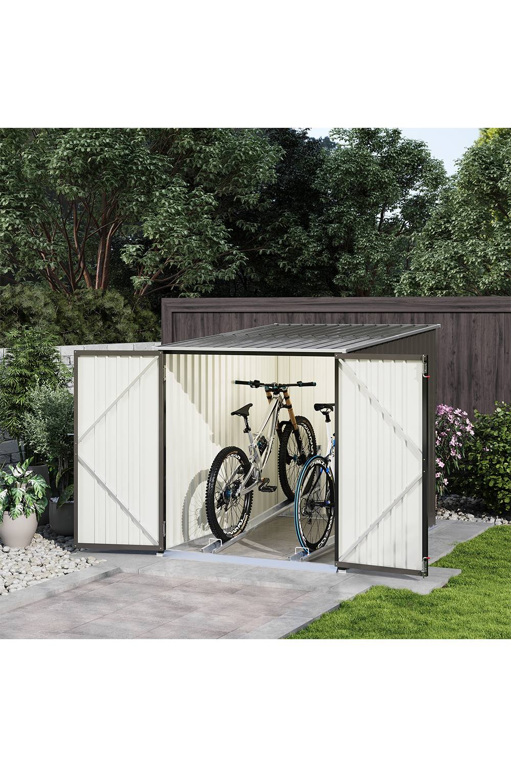 Living And Home Outdoor Grey Lockable Bike Storage Shed