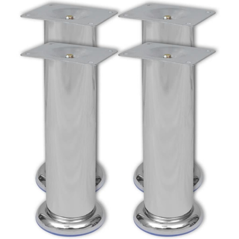 VidaXL 4 Round Sofa Legs Chrome 180 mm
