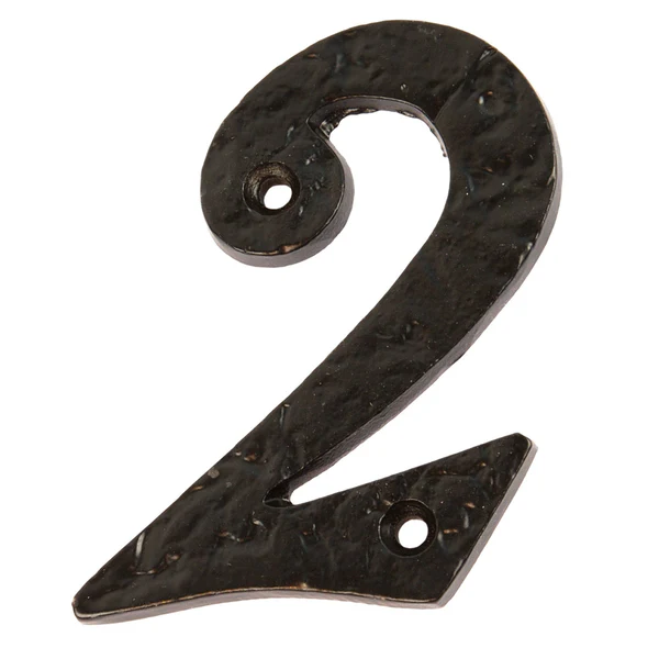 80mm Black Rustic Iron House Number 2 | By Hammer & Tongs