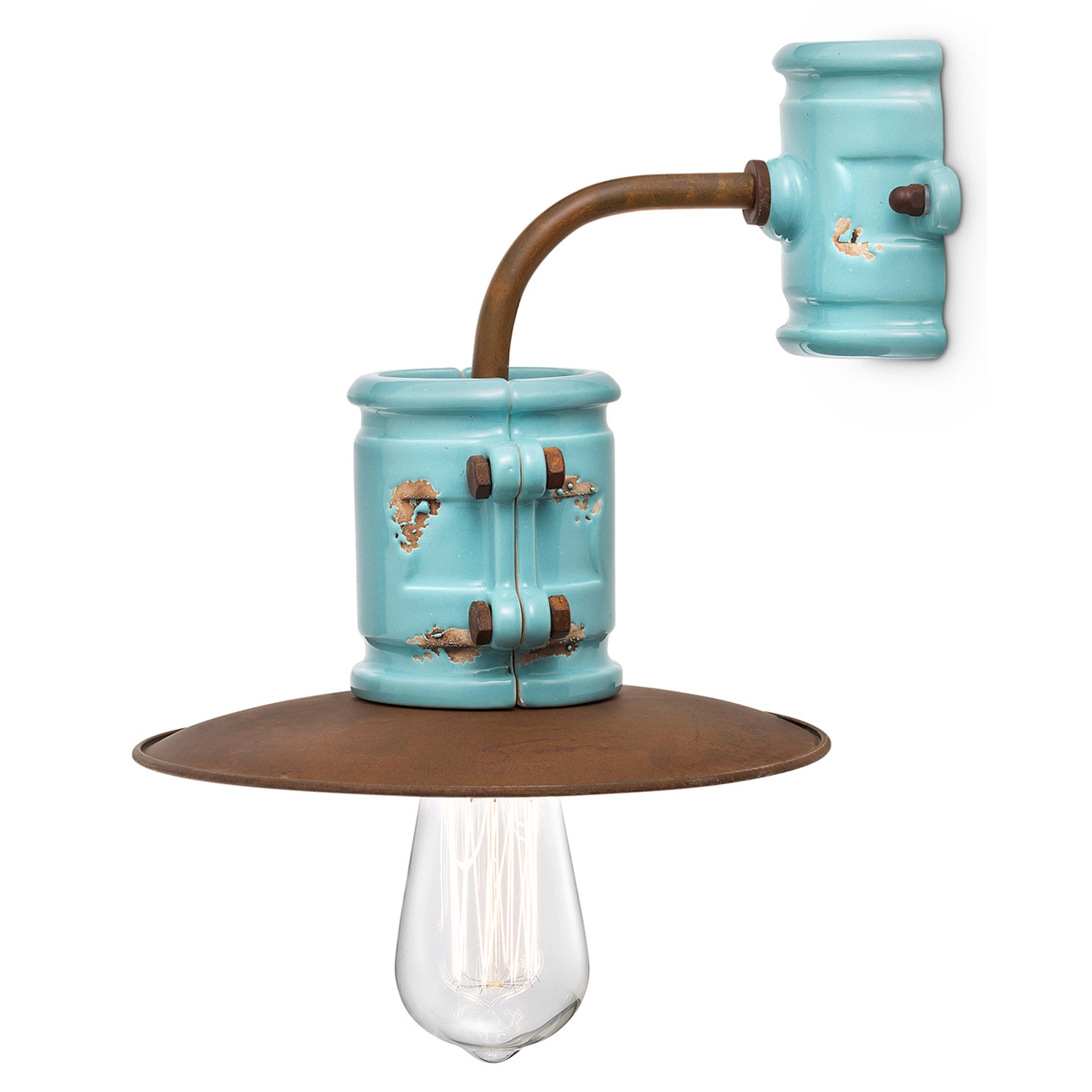 FERROLUCE Nicolo wall light in a vintage style, turquoise