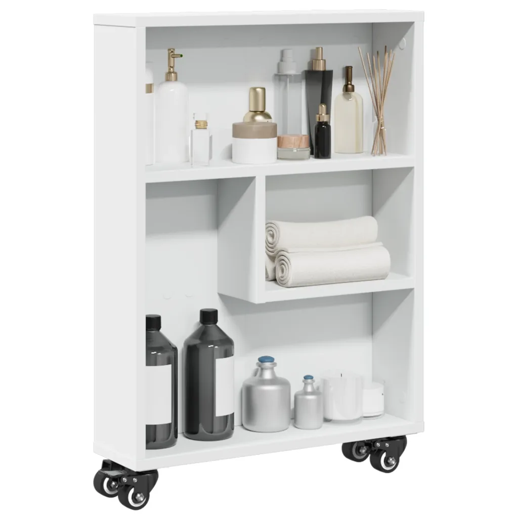 VidaXL (white) vidaXL Narrow Storage Trolley Bookcases Display Standing Shelf Engineered Wood