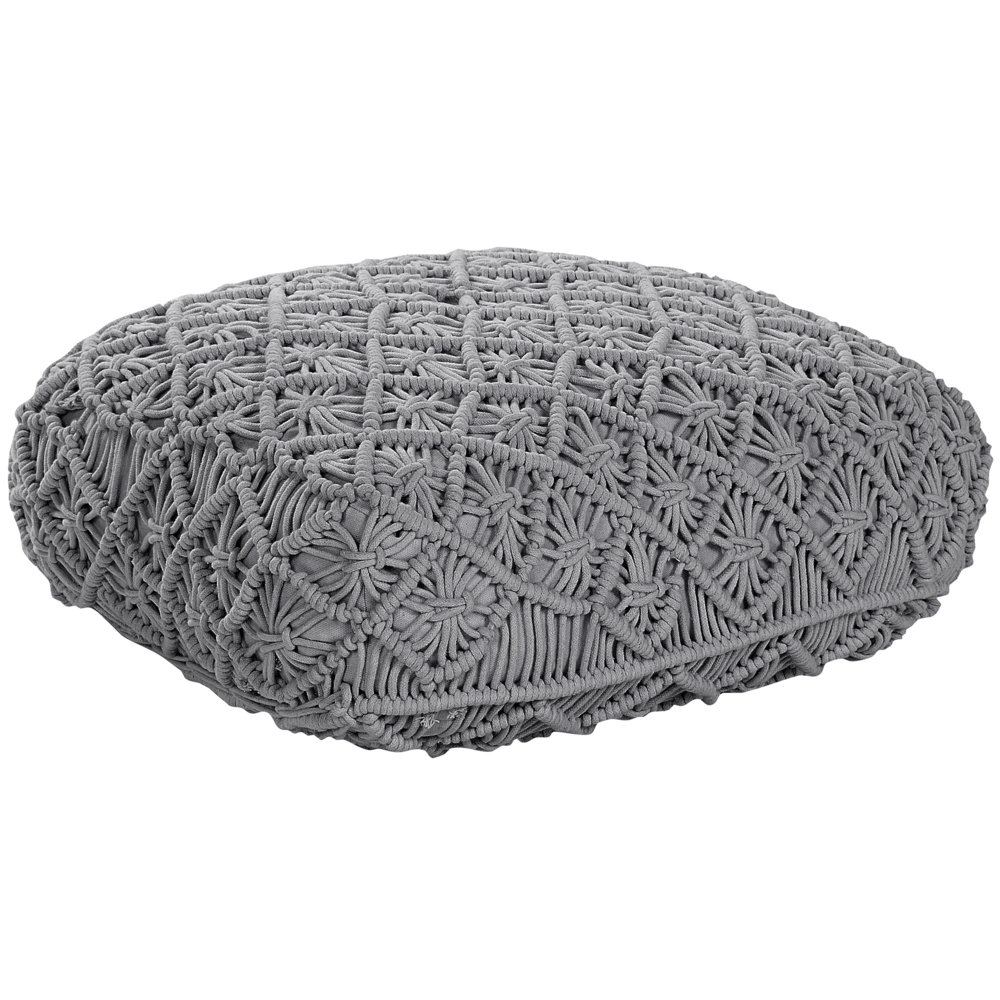 Beliani Floor Cushion Berrechid Cotton Macramé Grey
