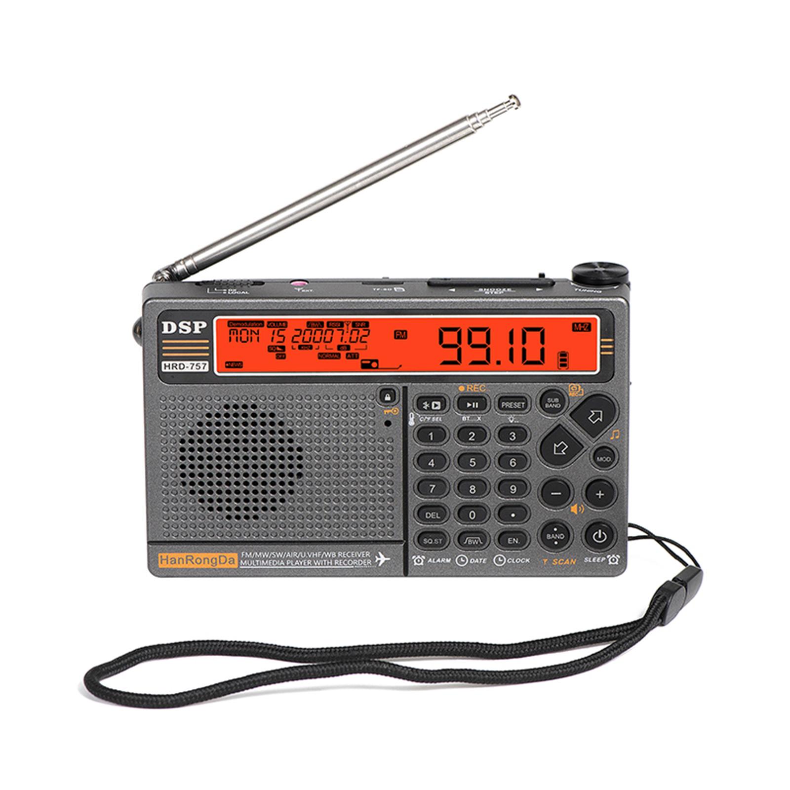 HONOR ELECTRONICS Hanrongda Hrd-757 Multi-band Radio Fm Am Mw Sw V.uhf Air Wb Portable Radio App Control Bt Tf Music