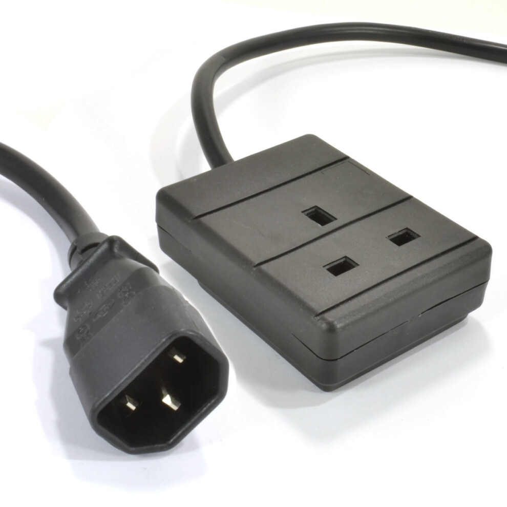 Kenable 3m Iec C14 To 1 Way Gang Uk Mains Sockets Lead Ups Power Splitter [008298]