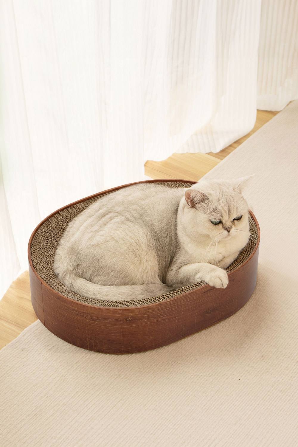 Living And Home 43x33cm Oval Cardboard Cat Scratching Board Pet Bed Claw Scratcher Supplies
