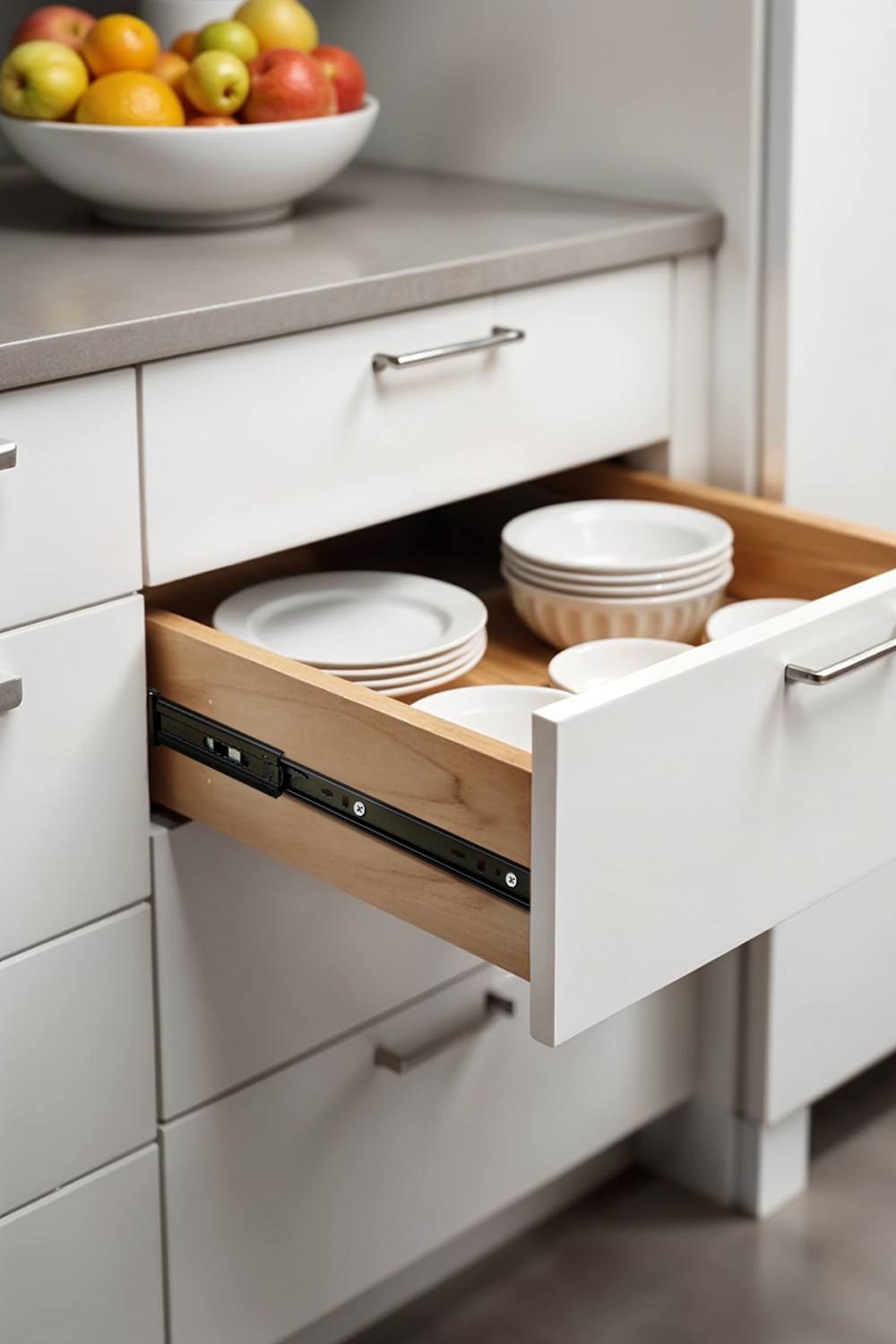 Living And Home 1 Pair 3 Folds Full Extension Ball Bearing Cold-Rolled Steel Cabinet Drawer in Black