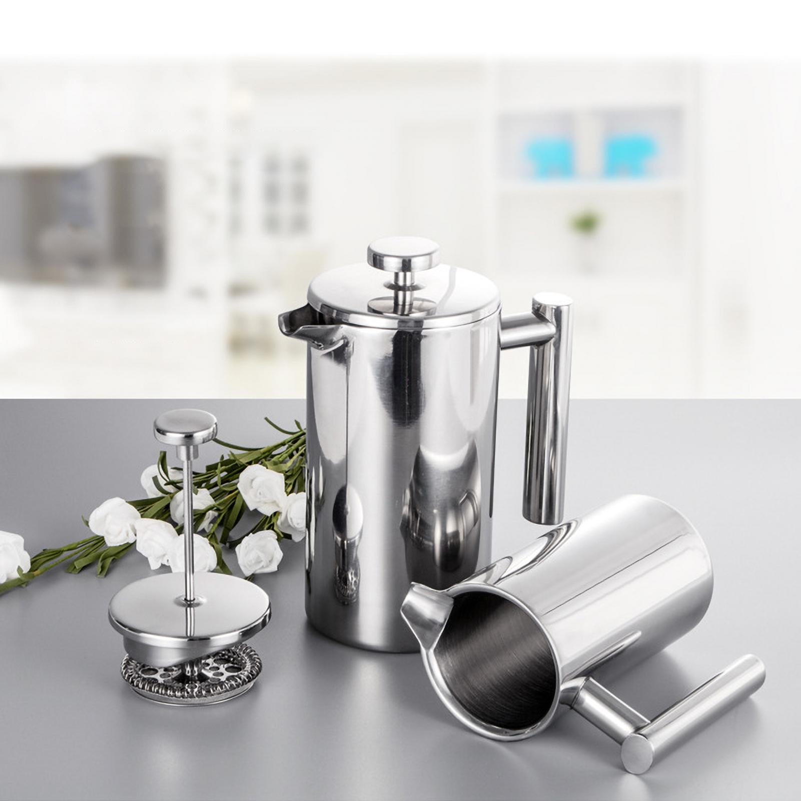 TOMTOP JMS 350ml/800ml/1000ml French Press Coffee Maker Stainless Steel Double Walled Insulated Coffee Maker Pot 800ml