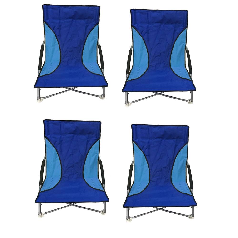 Nalu 4 Blue Folding Low Seat Beach Chair Camping Chairs