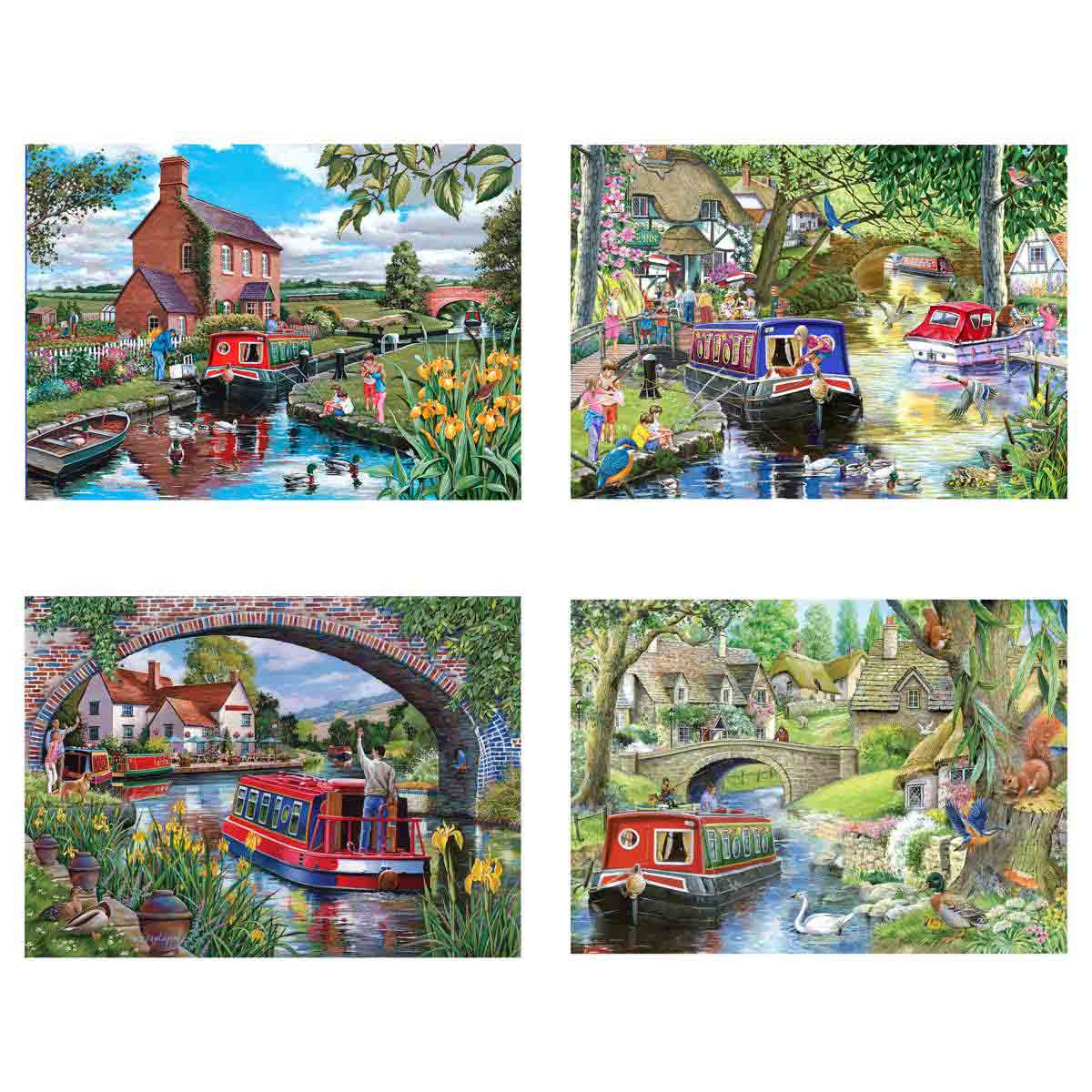 The House Of Puzzles Cruising The Canals Jigsaw Set - 4 x 500 Piece Jigsaws, Multi