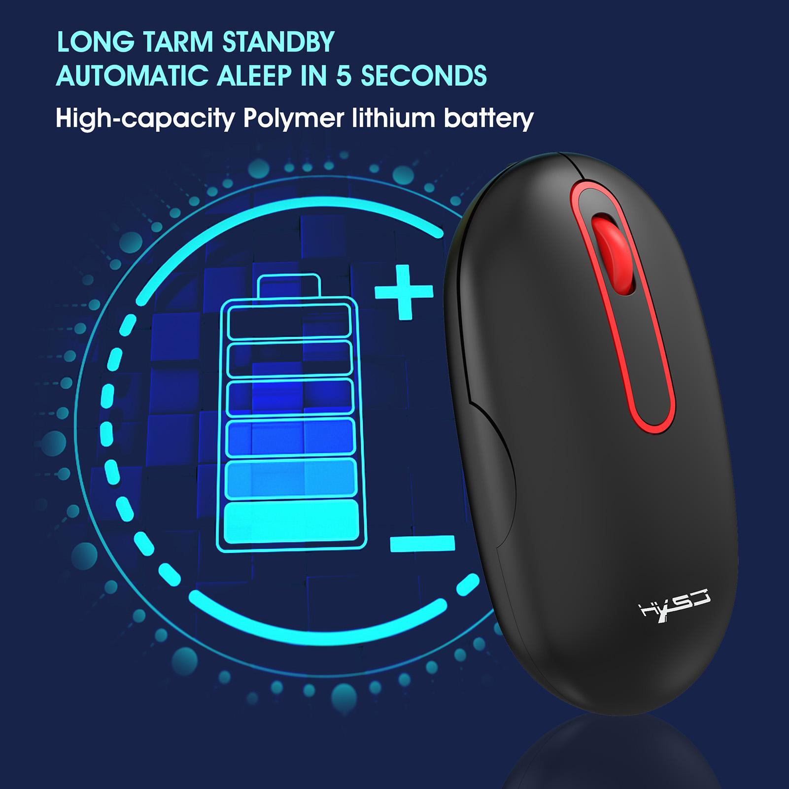 HXSJ T15 2.4G Wireless Mice Slim Computer Mice with USB Receiver Rechargeable Ergonomic Mice for black