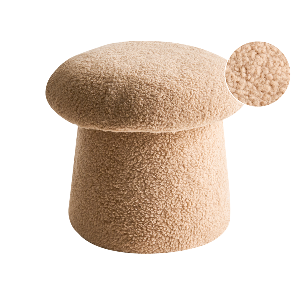 Beliani Pouffe Tioga Boucle Beige 45 Cm 45 Cm 36 Cm