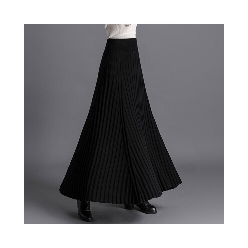 High Waist Casual Striped Knitwear Maxi Skirts Woman Winter Ladies Knitted Sweater Skirt Long
