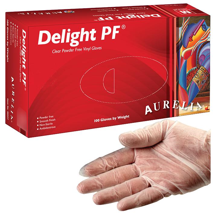 Aurelia 38226 Vinyl Gloves, Powder Free, Clr, S, Pk100