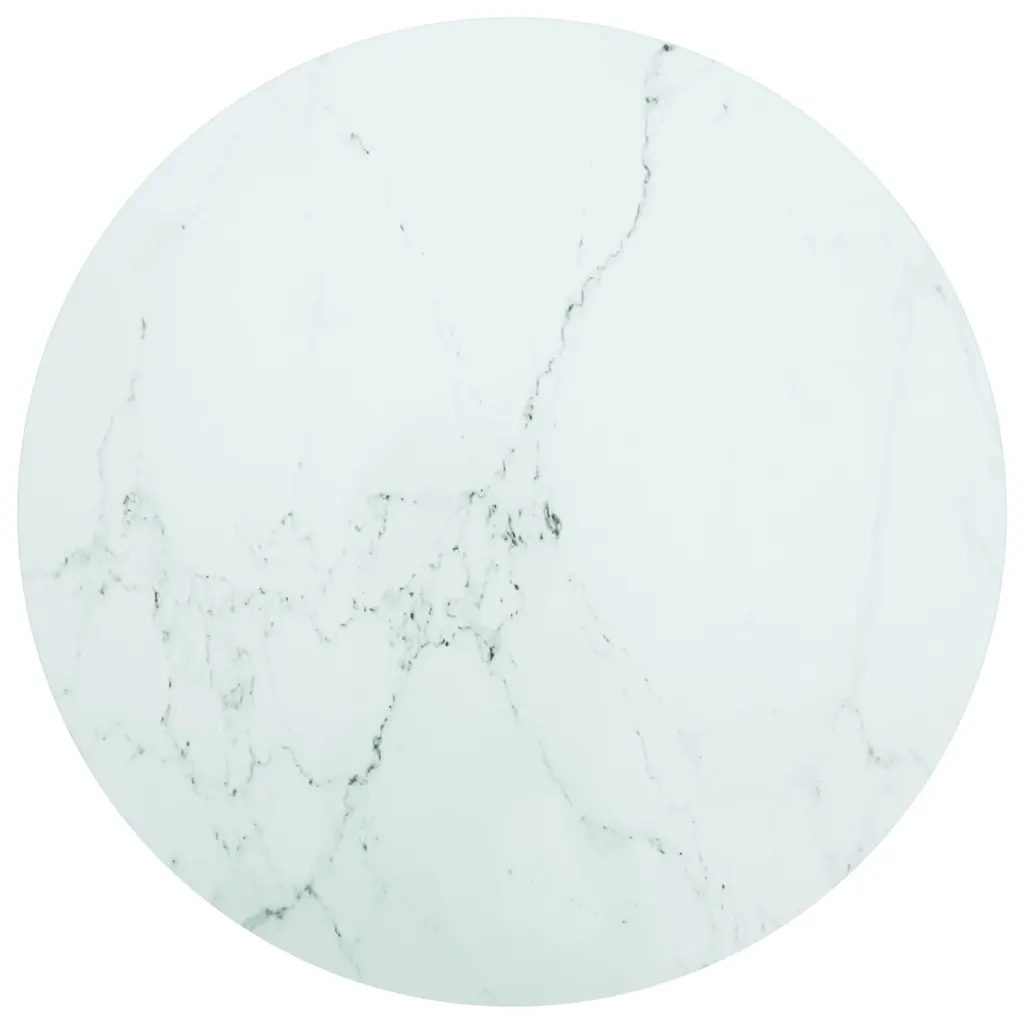 VidaXL Table Top White Ø80x1 cm Tempered Glass with Marble Design