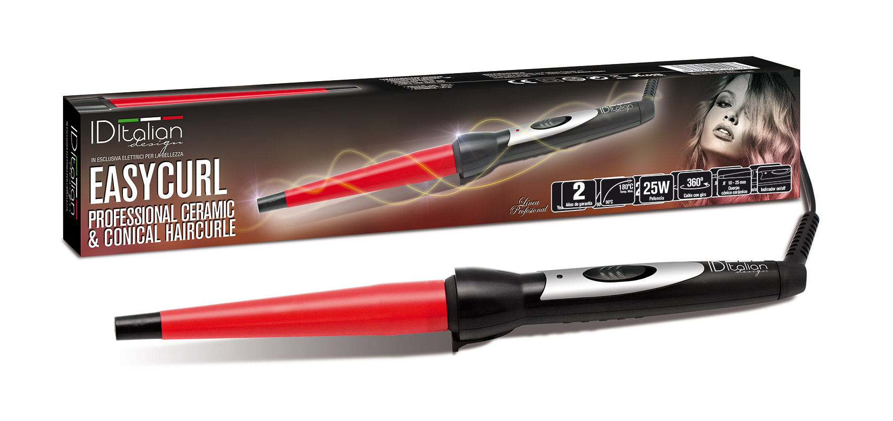 Italian Design Id Italian EASY CURL tenacilla ceramica conica profesional