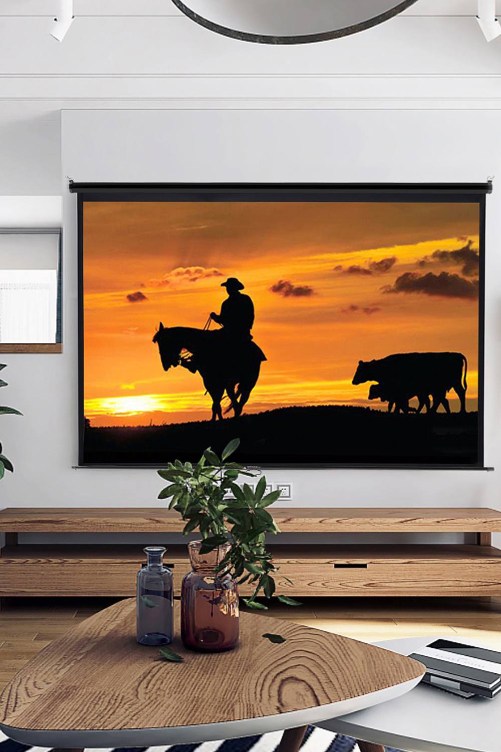 Living And Home 120" Manual Wall Mounted Projection Screen