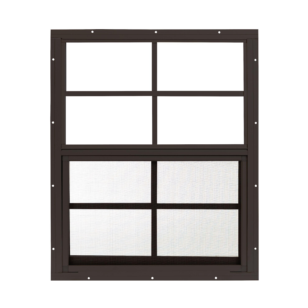 Apple Shed Window 18"" W x 23"" H Flush Mount Brown for Sheds Playhouses