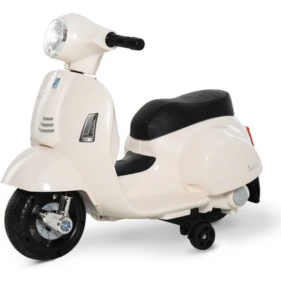 Homcom Vespa Licensed Kids Ride On Motorcycle 6V Battery Powered Electric Trike Toys for 18-36 Months with Horn Headlight White