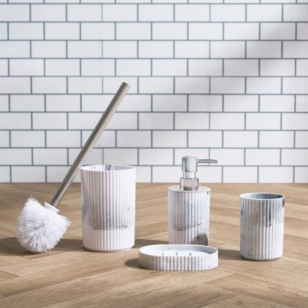 OHS 4 Piece Ribbed Bathroom Accessories Set