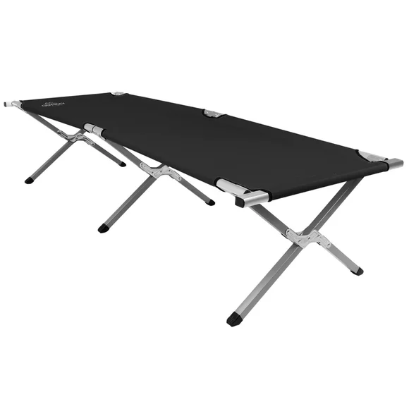 Charles Bentley Single Folding Camp Bed (Heavy Duty & Lightweight) - Black