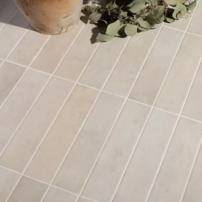 Ca’Pietra Amalfi Ivory White Matt Terracotta Effect Porcelain Indoor Floor & Wall Tile, Pack Of 26, (L)280mm (W)70mm