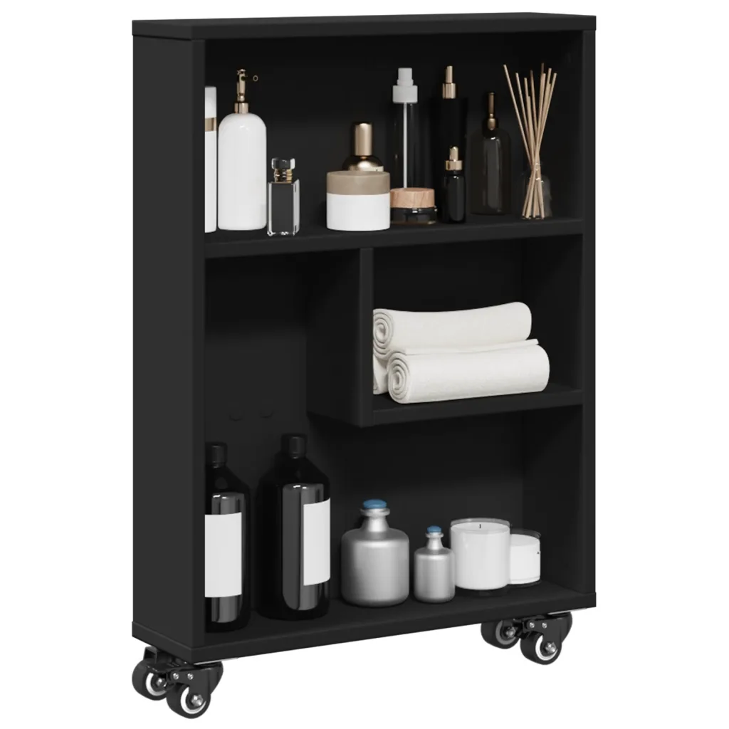 VidaXL (black) vidaXL Narrow Storage Trolley Bookcases Display Standing Shelf Engineered Wood