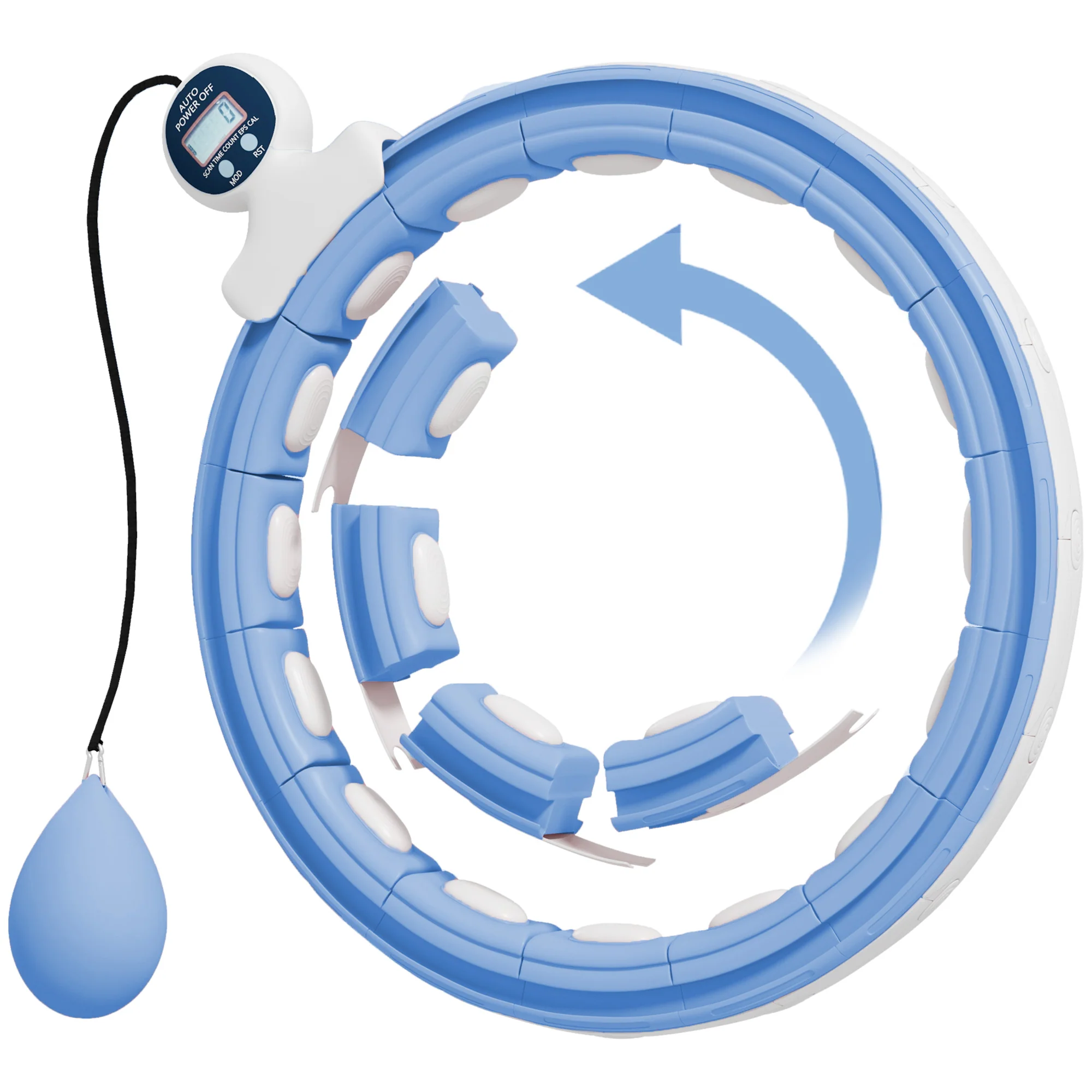 Sportnow Smart Weighted Hula Hoop With 16 Detachable Knots, Purple