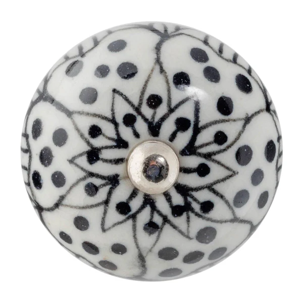 Handpainted 40mm Diameter Round Knob black,white