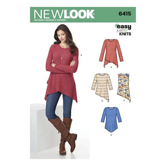 New Look Woman\'s Knit Tunics Sewing Pattern 6415 Sizes - XS-XL