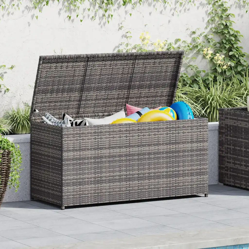 VidaXL Garden Storage Box Grey 120x50x60 cm Poly Rattan
