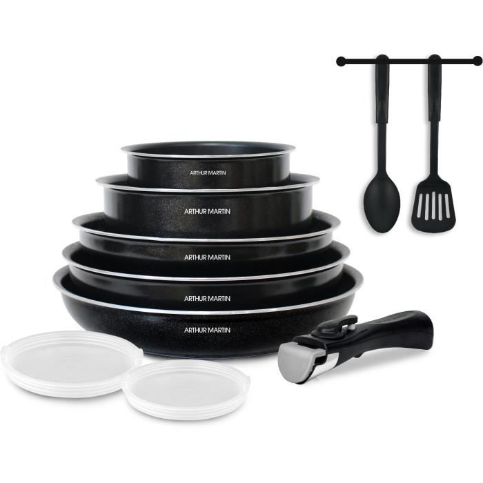You Do It Arthur Martin 10-piece cookware set - Aluminum - All heat sources except induction - Black
