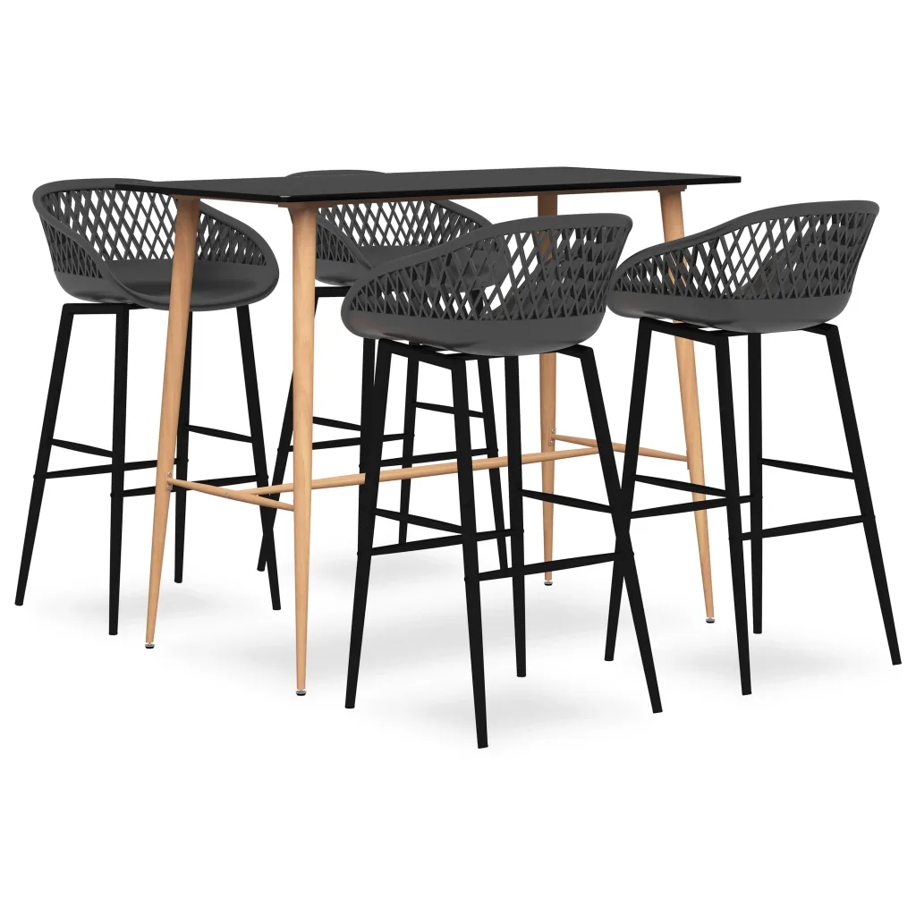 VidaXL 5 Piece Bar Set Black and Grey