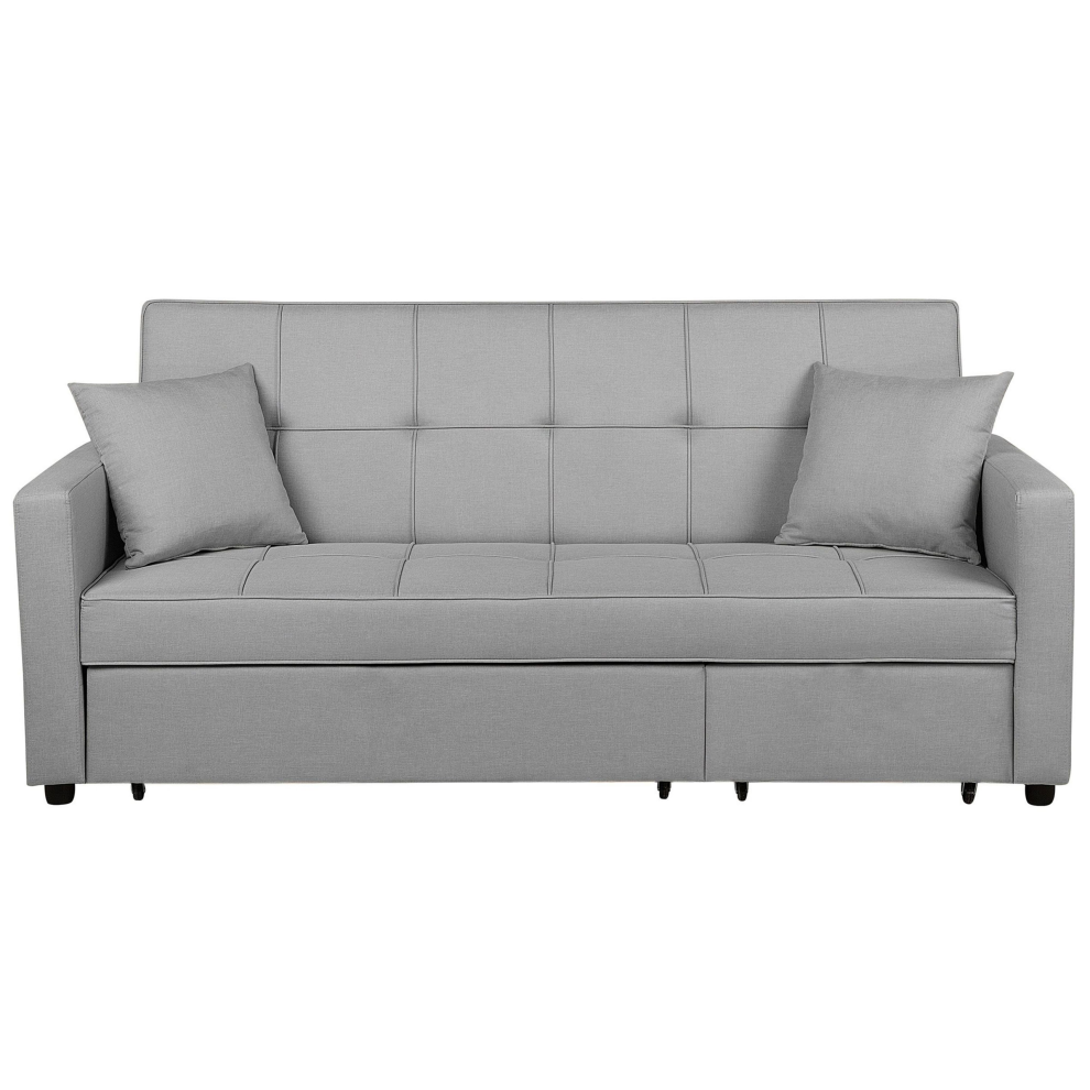 Beliani Fabric Sofa Bed Grey GLOMMA