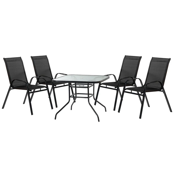 Harbour Housewares 4 Seater Dining Set black
