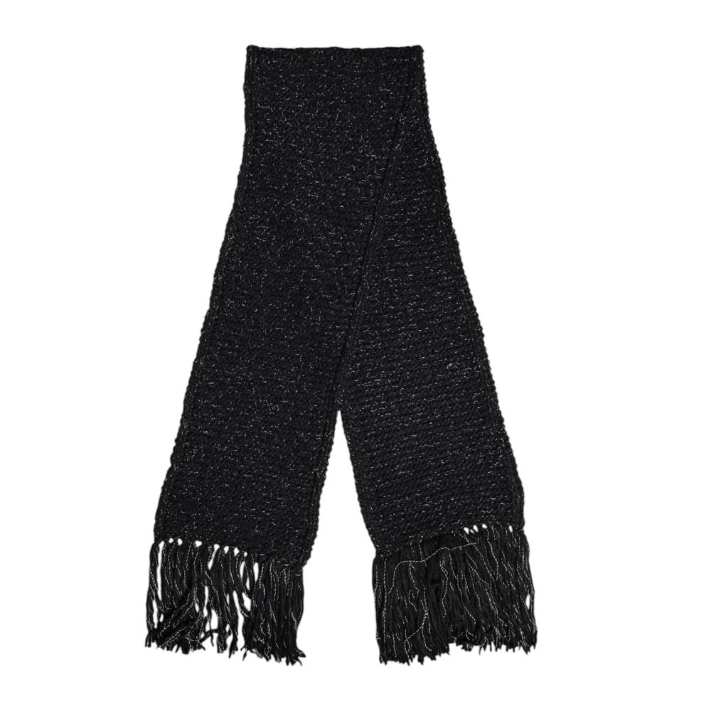 DOLCE & GABBANA Knit Fringe Scarf- Black Scarves