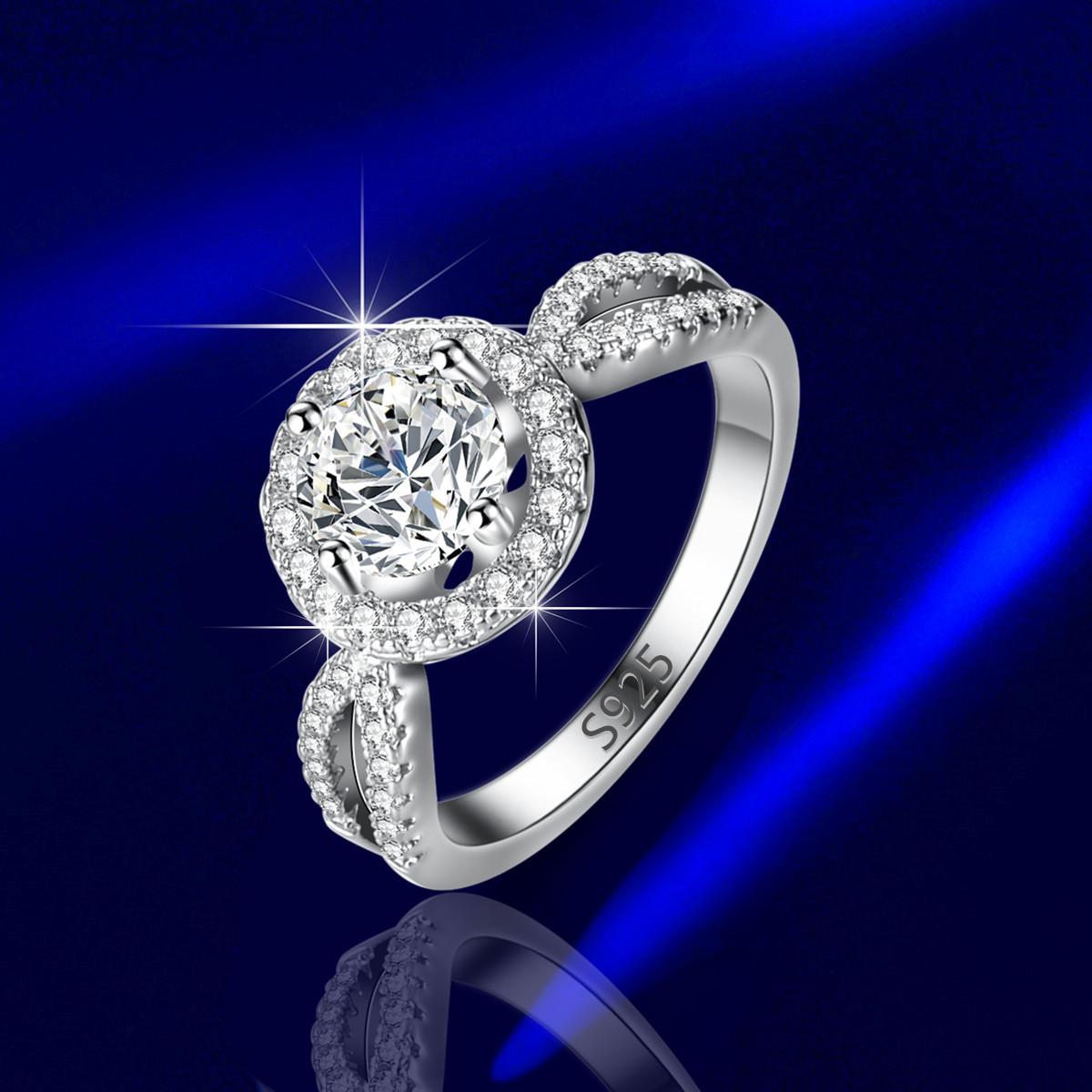 Allbestart Fashion Moissanite Diamond White Gold Plated Ring Simulated Diamond One Carat Rings Women's Fine Jewelry 6