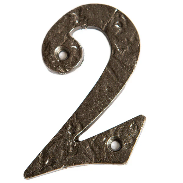 80mm Grey Rustic Iron House Number 2 | By Hammer & Tongs
