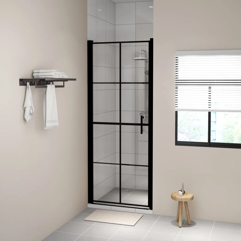 VidaXL Shower Doors Tempered Glass 81x195 cm Black