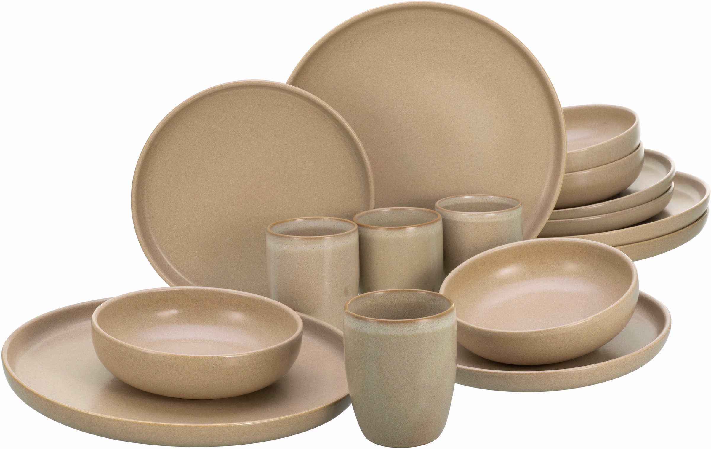 Creatable , 33075, Uno Sand collection, 16 piece dinnerware set white