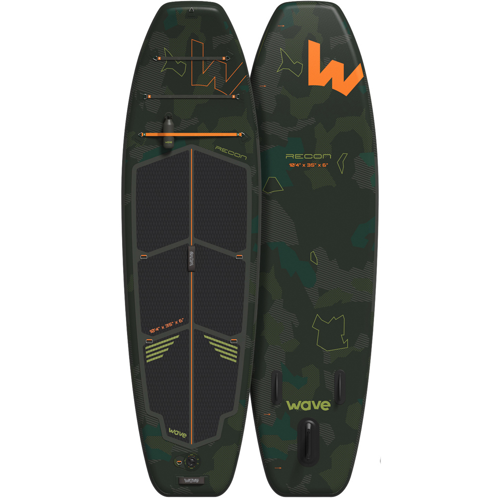 Wave Sups Wave Recon Inflatable Stand Up Paddleboard - Premium SUP with Anti-Air Leaking Design, Non-Slip Deck, and Complete Accessories - 10'4ft - Grey