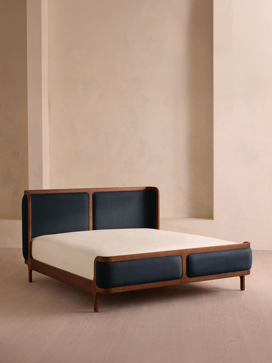 Soho Home Belsa Bed, Double, Linen, Indigo
