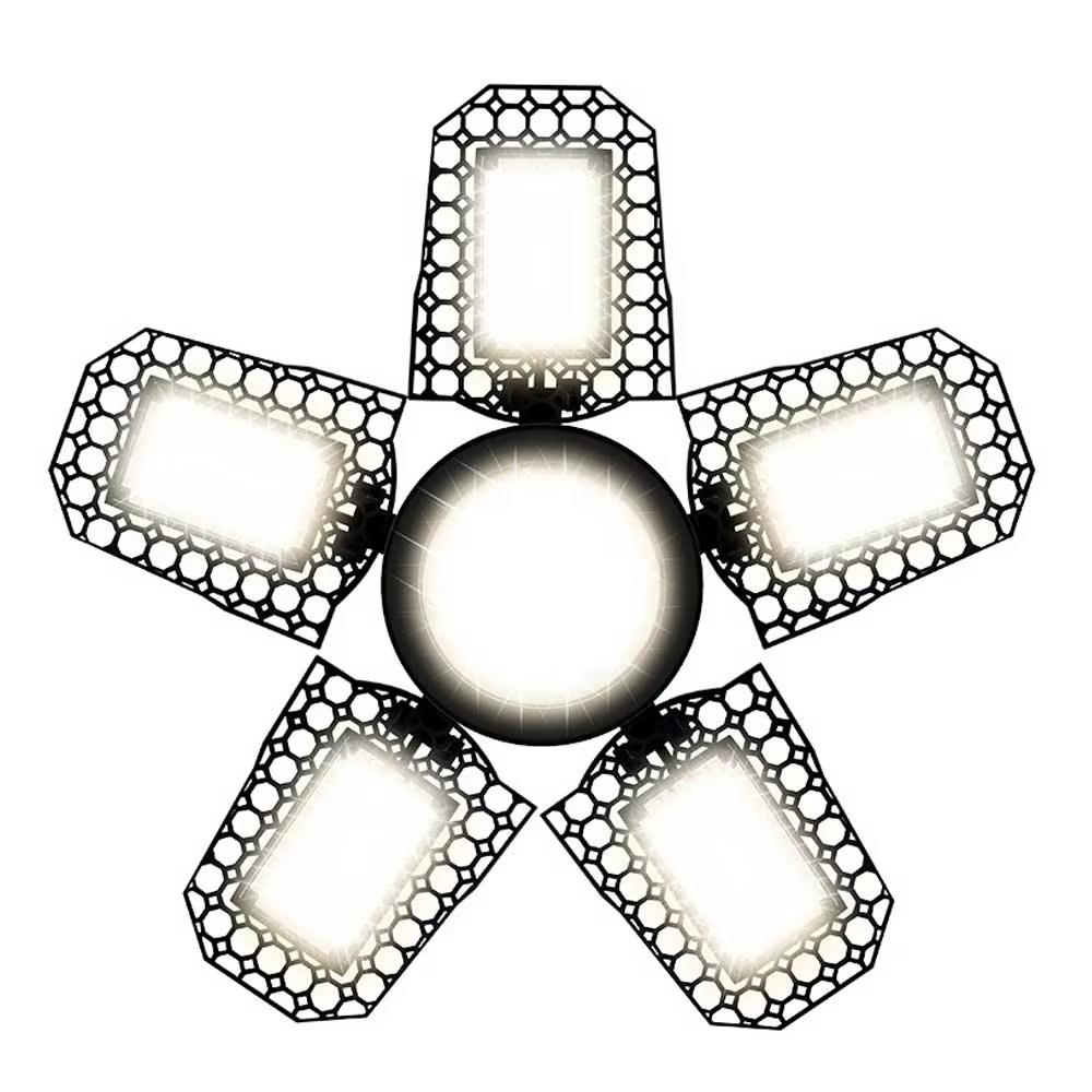 NJHIKG 300W LED Garage Light Bulb E27/E26 Deformable Foldable Lamp For Home Warehouse Workshop Basement Spotlights Cold/Warm AC100-277V