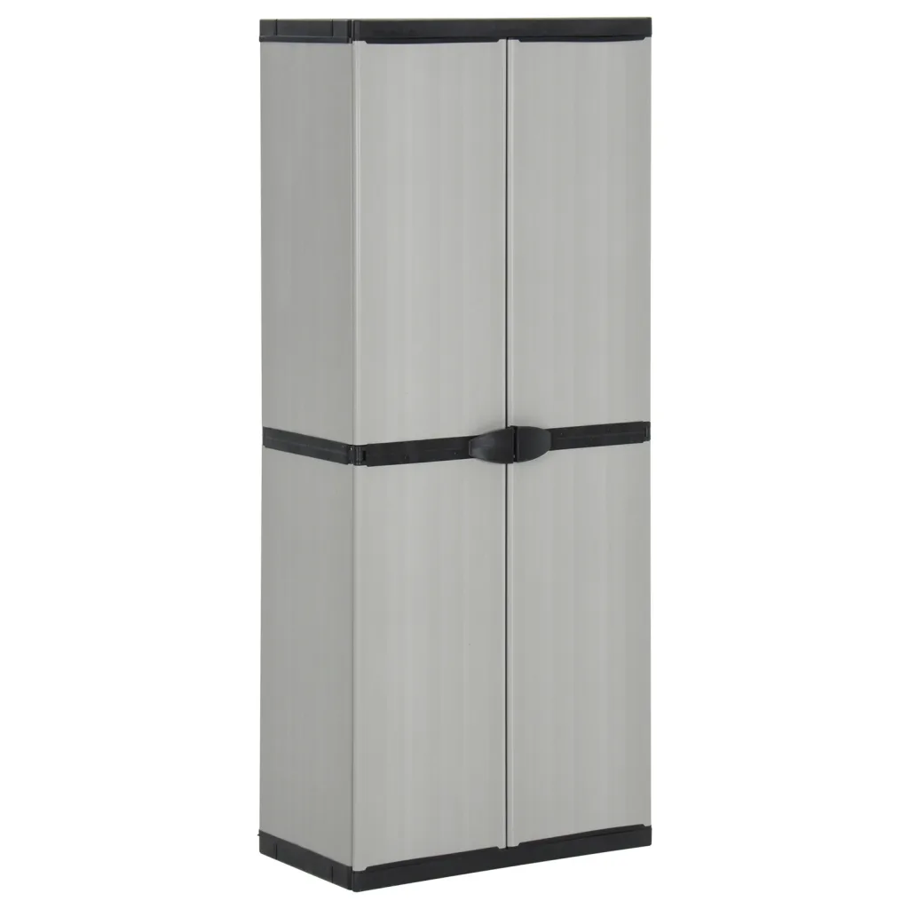 VidaXL Garden Storage Cabinet with 3 Shelves Grey&Black 68x40x168 cm