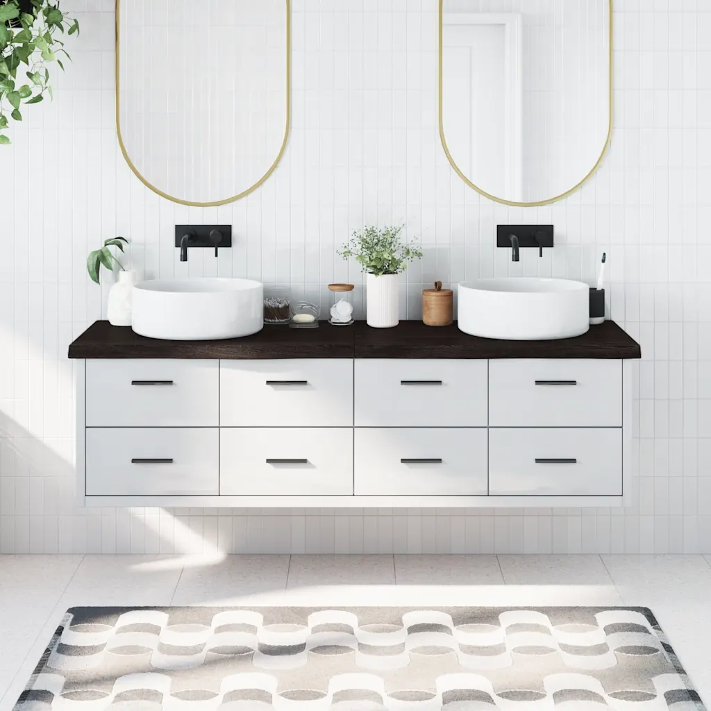 VidaXL (dark grey, 180 x 50 x 6 cm) vidaXL Bathroom Countertop Vanity Top Wash Basin Worktop Treated Solid Wood