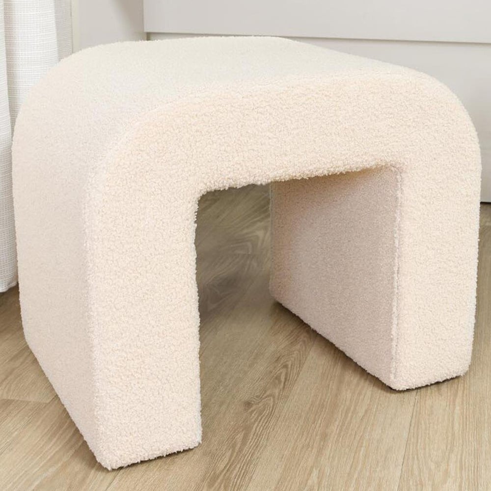 Boucle Curved Footstool - Neutral