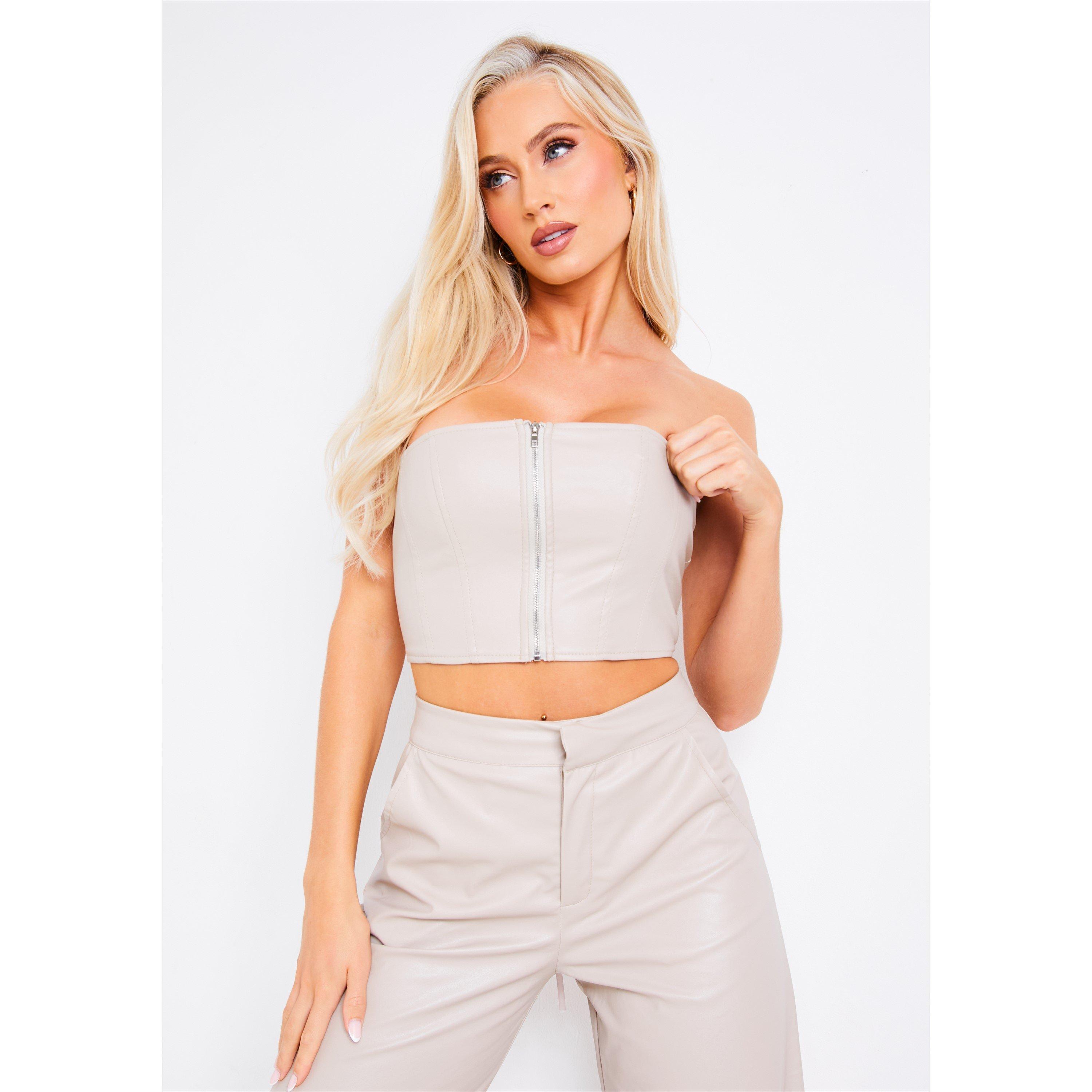 Missy Empire Lace Up Corset Back Top - Cream